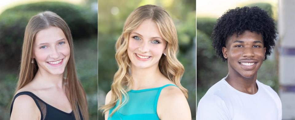 From left, Shannon McGaughey and Celeste Herod will alternate roles as Cinderella and Cameron Caldwell will dance as the prince for Alabama Dance Theatre.