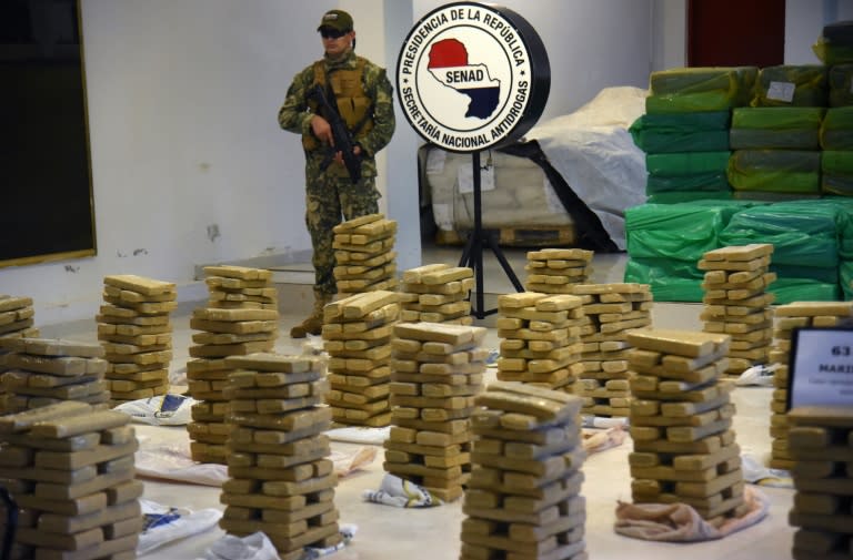 Paraguay has been blighted by drug trafficking with officials seizing huge quantities of contraband like this haul of nearly 4,000 kilos of marijuana