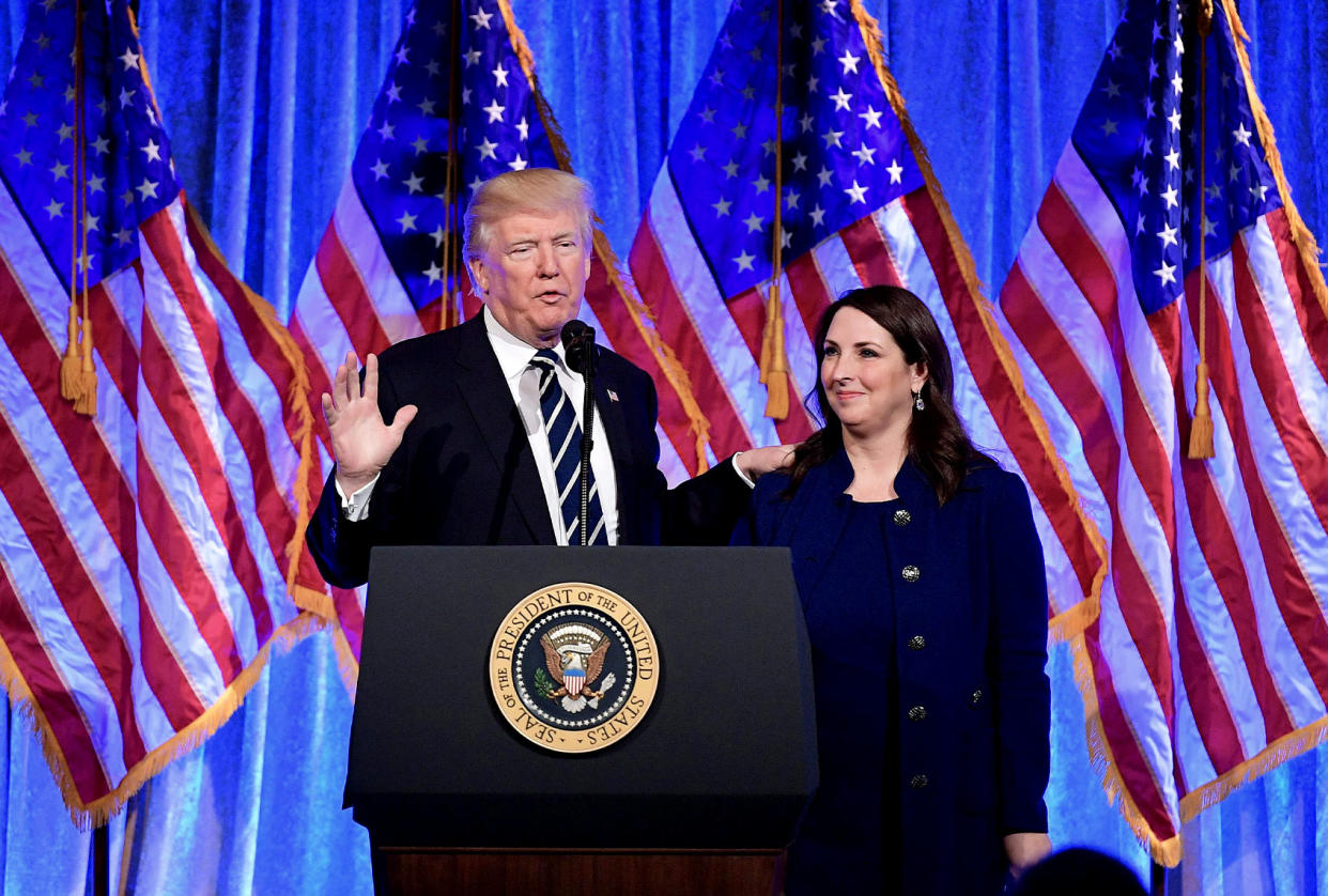 Donald Trump; Ronna McDaniel MANDEL NGAN/AFP via Getty Images