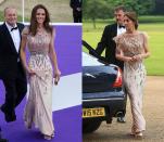 <p>Kate debuted this shimmering pink Jenny Packham gown in June 2011 for the ARK 10th Anniversary Gala Dinner. She later brought the romantic look back to attend a gala dinner in support of East Anglia's Children's Hospices' Nook Appeal in June 2016. </p>