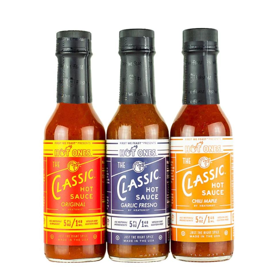 <p><a href="https://go.redirectingat.com?id=74968X1596630&url=https%3A%2F%2Fheatonist.com%2Fproducts%2Fhot-ones-classic-trio-hot-ones-hot-sauce&sref=https%3A%2F%2Fwww.cosmopolitan.com%2Fstyle-beauty%2Ffashion%2Fg37233214%2Fgift-ideas-for-thanksgiving%2F" rel="nofollow noopener" target="_blank" data-ylk="slk:Shop Now;elm:context_link;itc:0;sec:content-canvas" class="link ">Shop Now</a></p><p>Hot Ones The Classic Trio</p><p>heatonist.com</p><p>$30.00</p><span class="copyright">Heatonist</span>