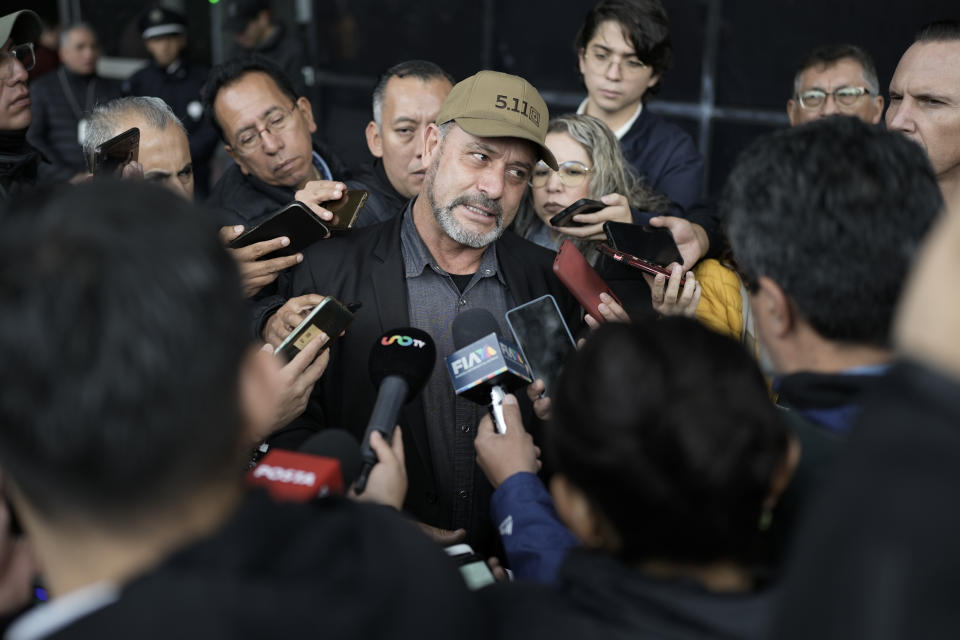 Adrian LeBaron talks to the press outside the Attorney General's office in Mexico City, Wednesday, Dec. 6, 2023. LeBaron, the father of a woman who was one of nine American citizens killed in a drug cartel ambush in northern Mexico on Nov. 4, 2019, says the Mexican government systematically undercounts both homicides and disappearances. (AP Photo/Eduardo Verdugo)