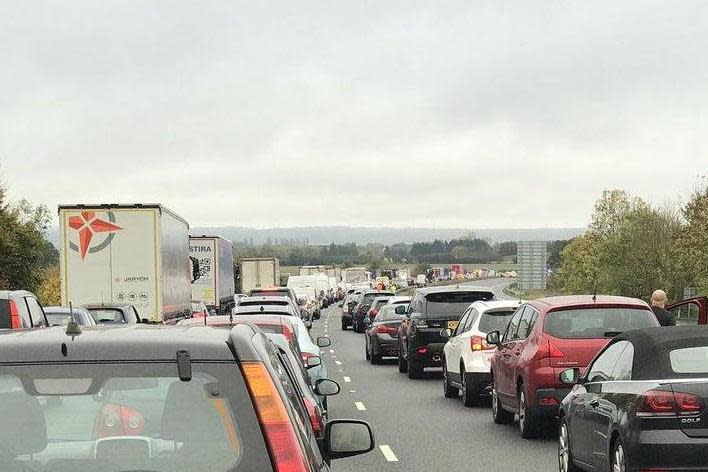 Large queues formed on the M40 following the incident on Monday: Adam Lister