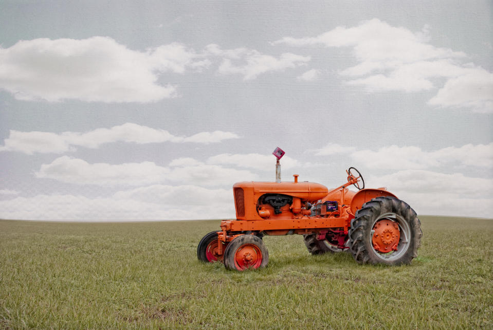 A tractor in a field