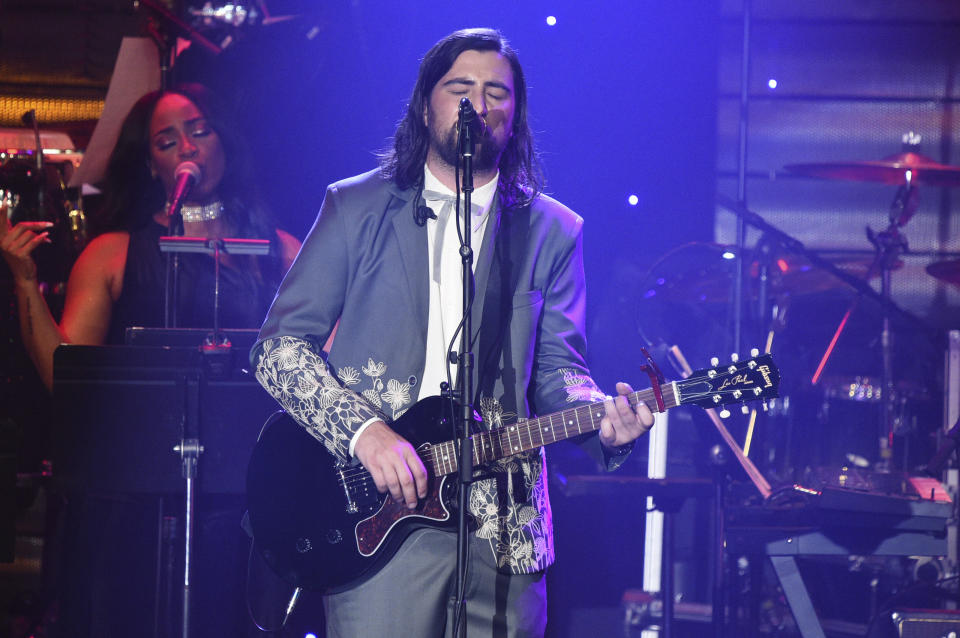 Noah Kahan performs during the Pre-Grammy Gala on Saturday, Feb. 3, 2024, at the Beverly Hilton Hotel in Beverly Hills, Calif. (Photo by Richard Shotwell/Invision/AP)