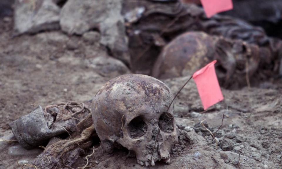 Remains found in a mass grave in the eastern village of Kamenica, believed to have been transferred from Srebrenica