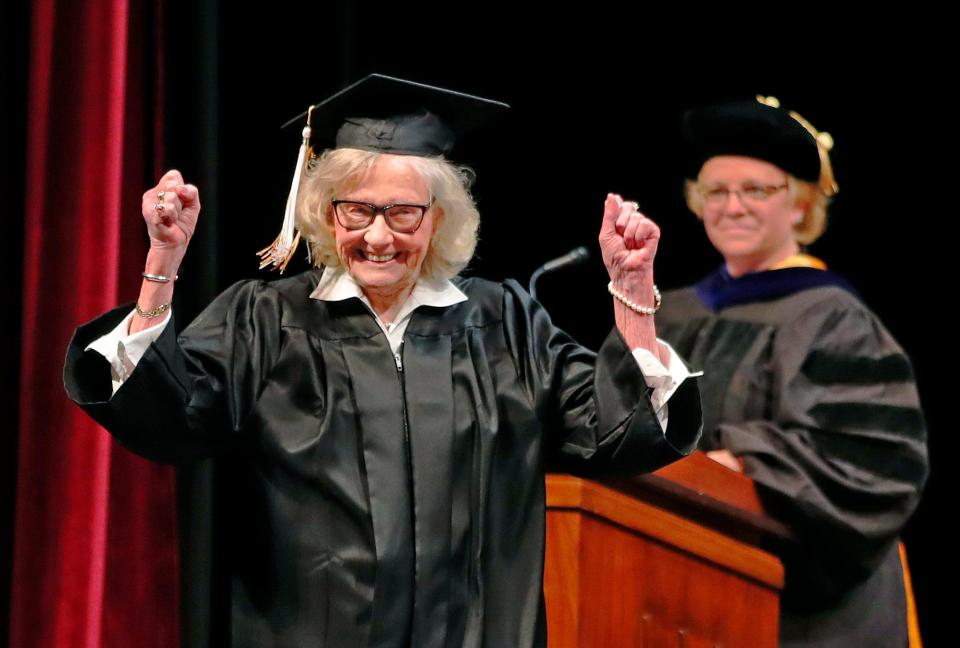 Betty Sandison at her University of Minnesota commencement ceremony.