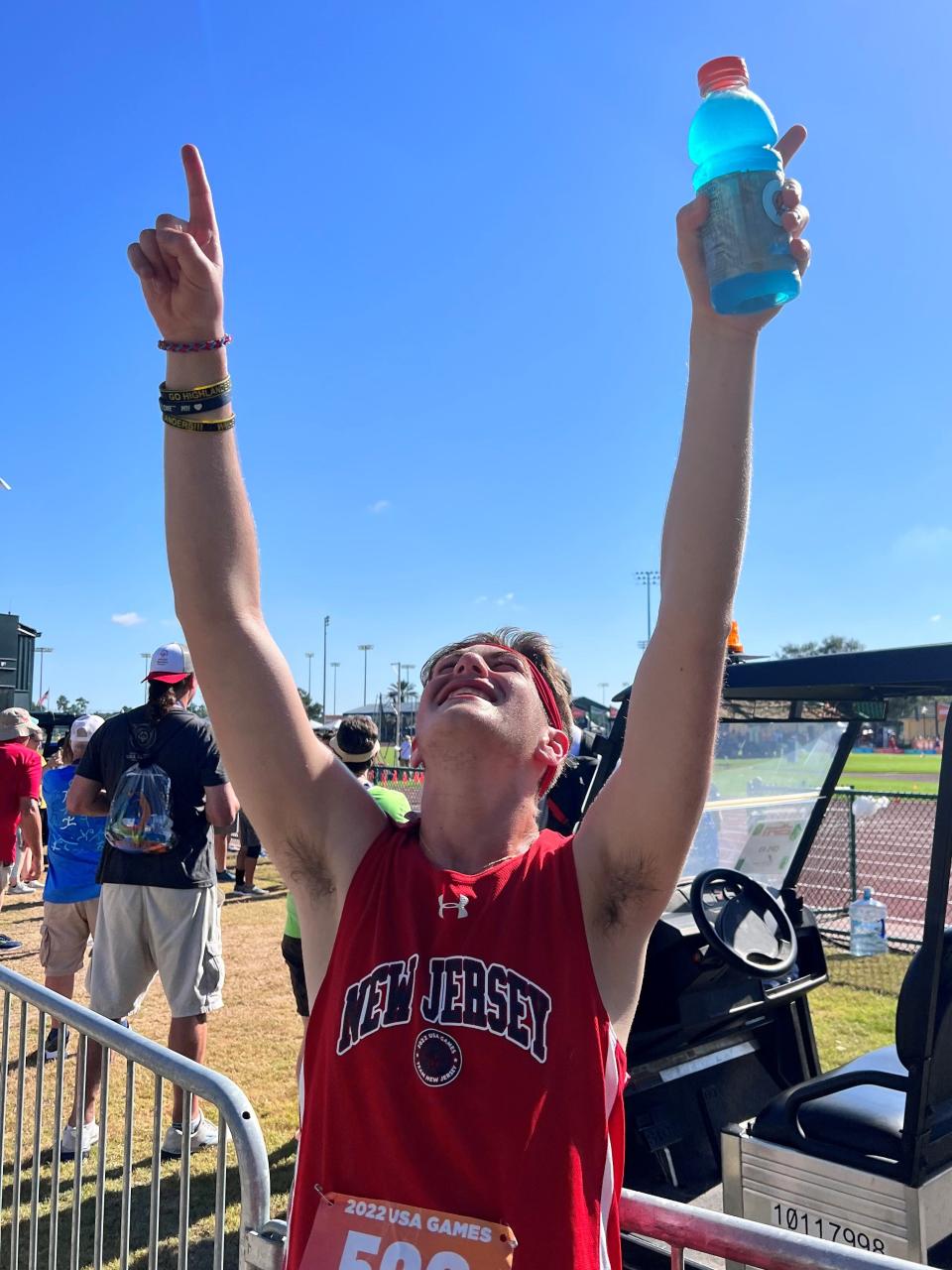 Michael McCloskey, a 17-year-old from West Milford, celebrates after winning the 1,500 meters at the Special Olympics USA Games on June 7, 2022.