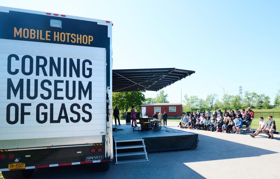 The Corning Museum of Glass Mobile Hot Shop on the set of Blown Away Season 4 in front of a live audience.