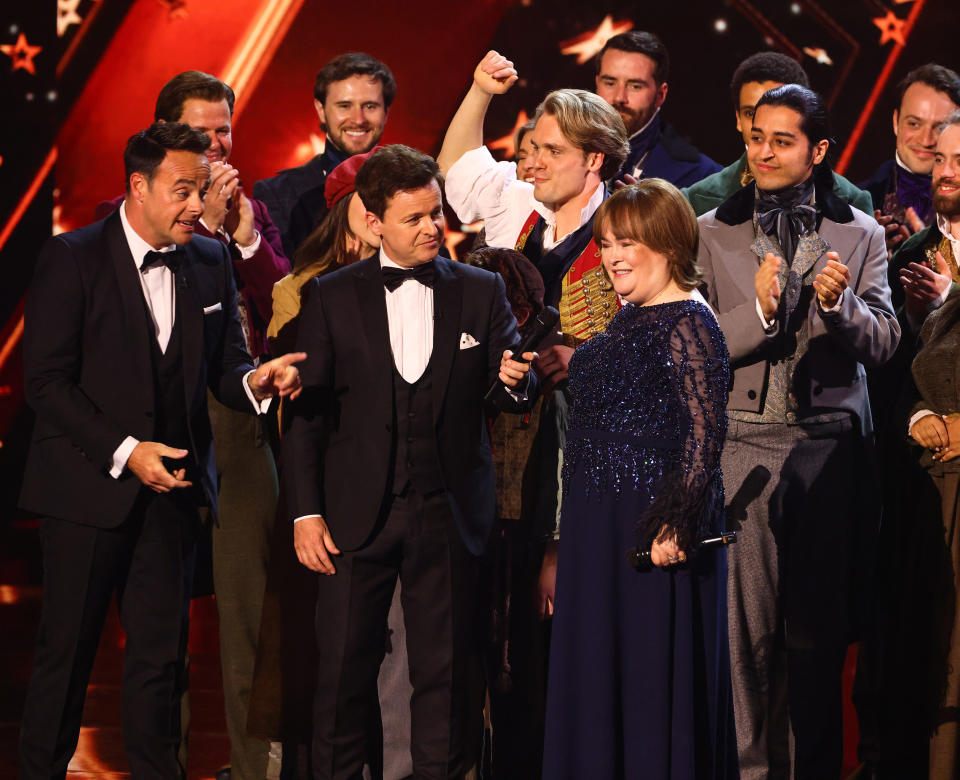 Ant McPartlin and Declan Donnelly with Susan Boyle on Britain's Got Talent's 2023 finale. (ITV)