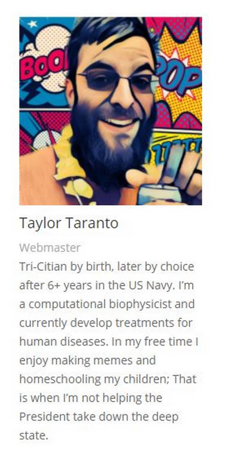 Taylor Taranto’s biography was removed in 2022 from the Franklin County Republicans website.