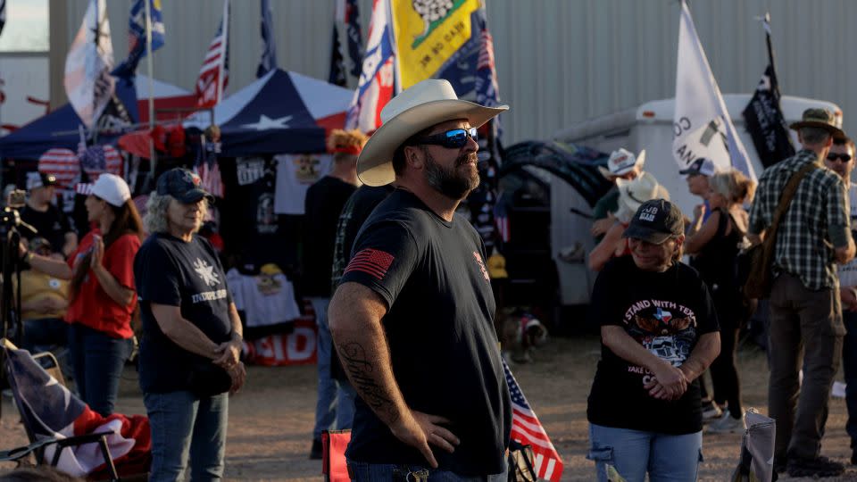 Attendees listen to a worship service at a "Take Our Border Back" rally on February 3, 2024, in Quemado, Texas. - Michael Gonzalez/Getty Images