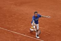 Tennis - French Open - Roland Garros - Radek Stepanek of the Czech Republic vs Andy Murray of Britain - Paris, France - 24/05/16. Radek Stepanek returns the ball. REUTERS/Benoit Tessier