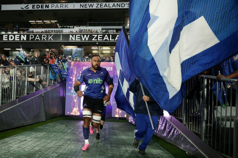 Auckland Blues' captain Patrick Tuipulotu has recovered quickly from a knee injury to play in Saturday's Super Rugby final (DAVID ROWLAND)