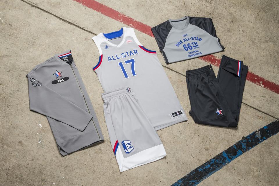 The full complement of gear that'll be worn by 2017 Eastern Conference All-Stars. (Photo courtesy of adidas)