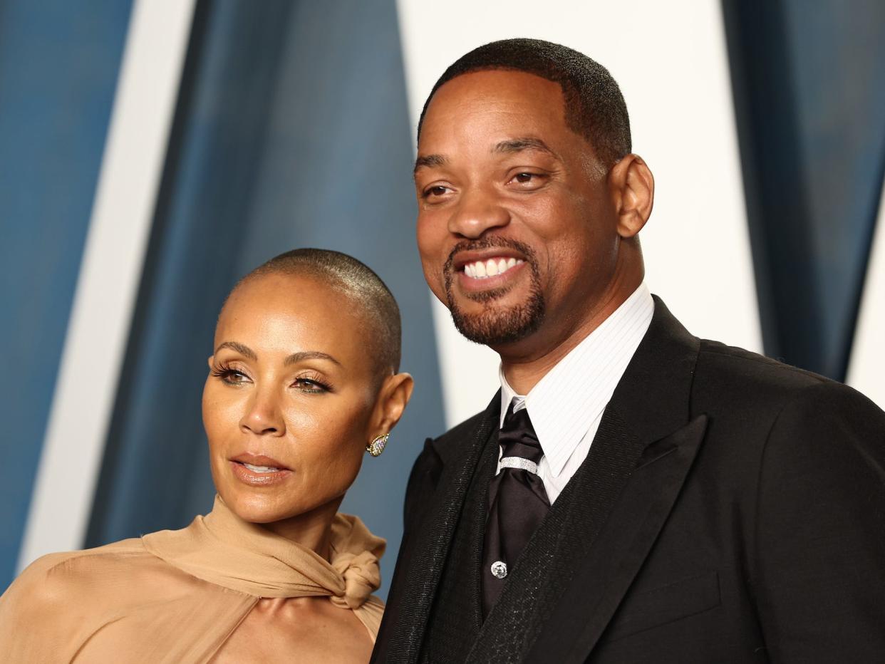 Jada Pinkett Smith and Will Smith attend the 2022 Vanity Fair Oscar Party hosted by Radhika Jones at Wallis Annenberg Center for the Performing Arts on March 27, 2022 in Beverly Hills, California.