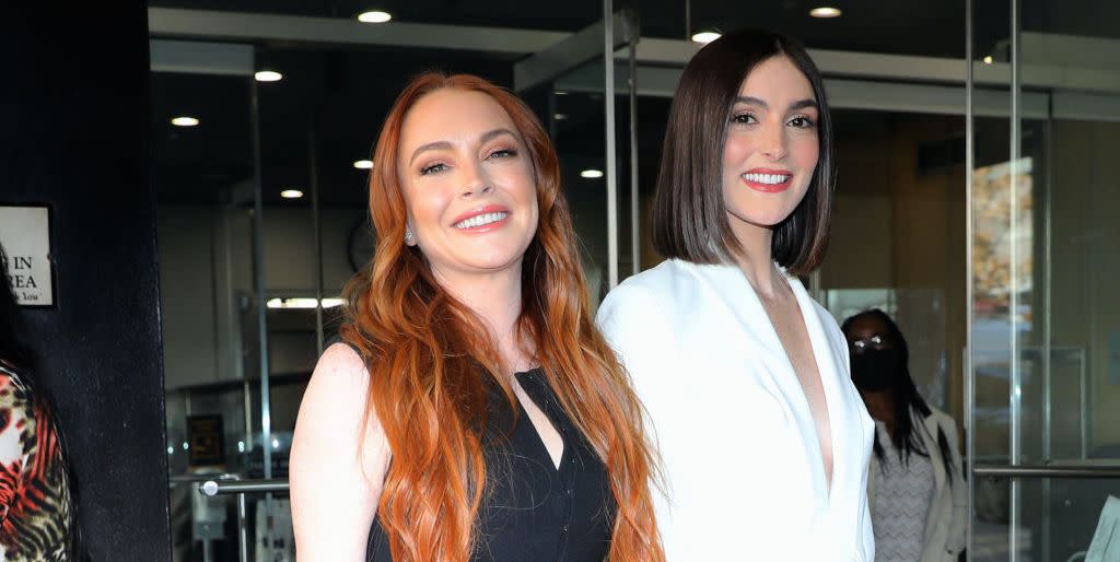 new york, ny   november 10 lindsay lohan and ali lohan are seen on november 10, 2022 in new york city  photo by jose perezbauer griffingc images