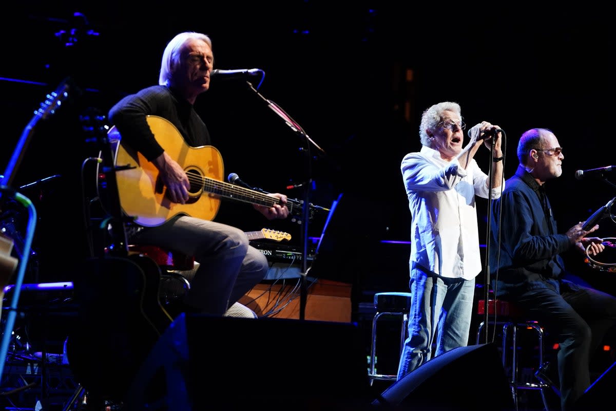 Paul Weller (left) and Roger Daltrey (centre), on stage during Ovation, a celebration of 24 Years of gigs for the Teenage Cancer Trust, at the Royal Albert Hall, London (Ian West/PA Wire)