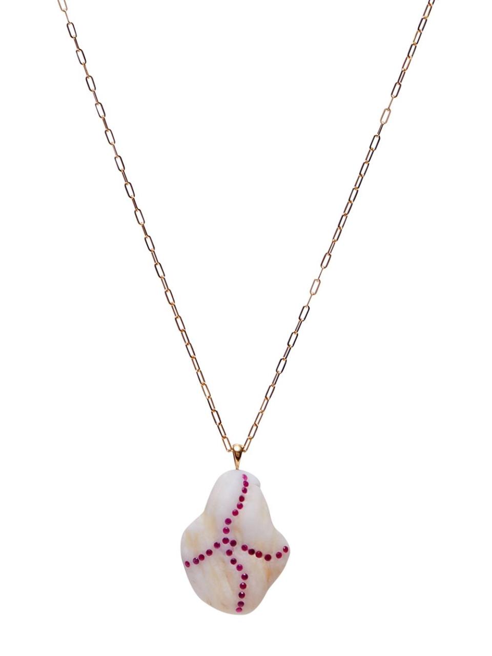 Criss-cross Stone & Ruby Necklace