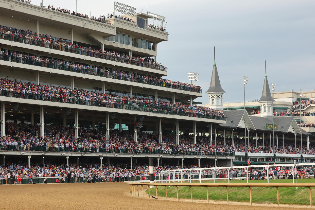 Churchill Downs ahead of the 149th running of the Kentucky Derby on May 6, 2023 in Louisville. (Michael Reaves / Getty Images)