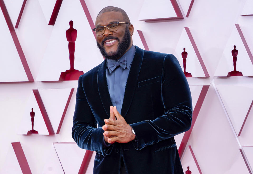 Tyler Perry wearing velvet suit