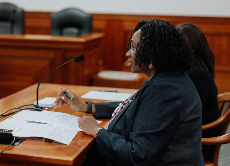 Rep. Stephanie Young at the hearing Tuesday. (Ali Lapetina for NBC News)