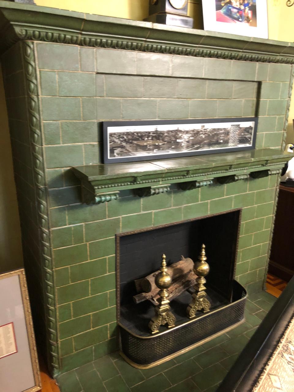 Before the death of Lee Bivins, the northern room was Mary E. Bivins bedroom and it contained a green tiled fireplace, which still remains. There are also reproductions of Lee and Mary E. Bivins portraits. This room became the Sitting Room and now serves as an office for Amarillo Center City's Executive Director Beth Duke.