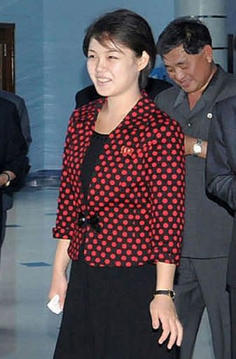 North Korean leader Kim Jong-Un's wife Ri Sol-Ju, who South Korean media reports say is in her twenties and is a former songstress who was specially trained to become Kim's consort