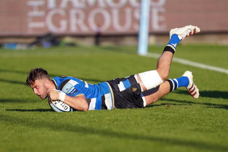 Tom de Glanville scores a late consolation try (David Davies/PA) (PA Wire)