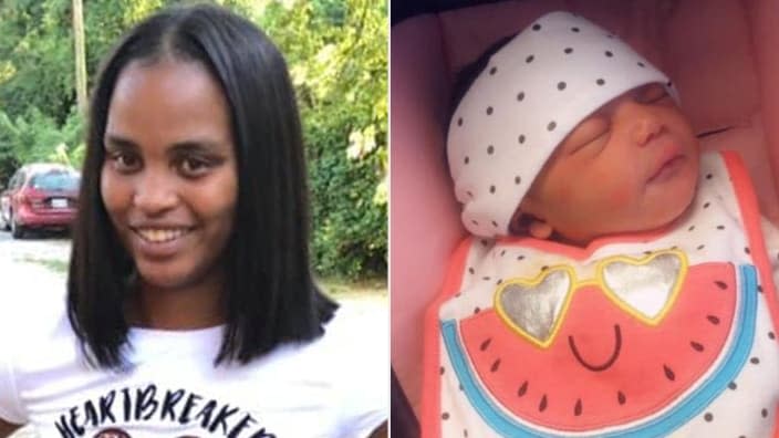 Danielle Hoyle (left) was found shot in the head in her car Tuesday night in the Whitehaven section of Memphis. Police are still searching for the body of her 2-day-old daughter, Kennedy (right). (Photos: Facebook/ Tennessee Bureau of Investigation)