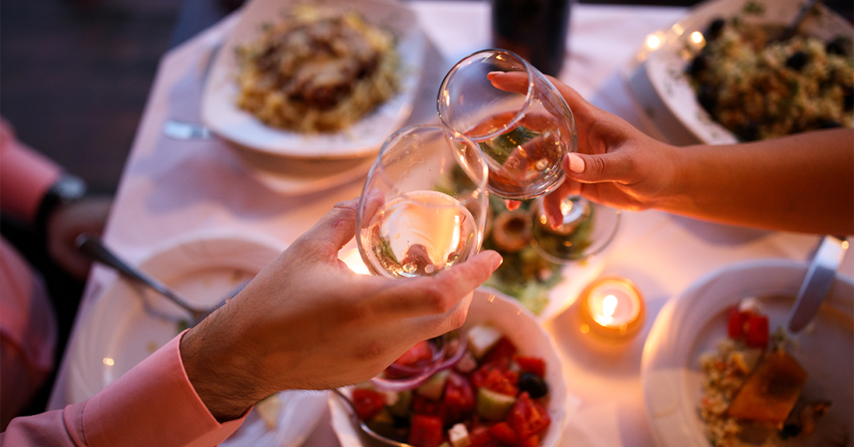 First date at a restaurant.