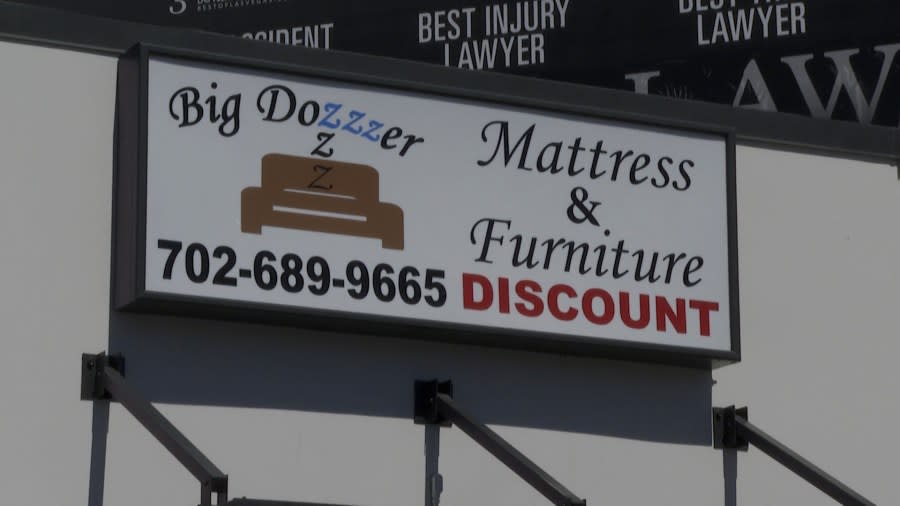 Big Dozzzer Furniture struggles after it’s cargo trailer was stolen April 12 (KLAS/Lauren Negrete)