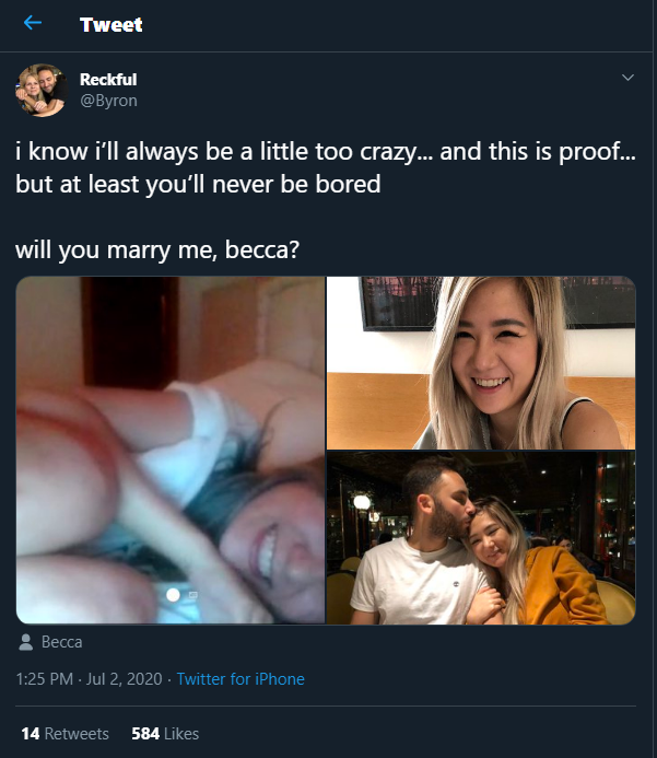 Reckful 突然用推特求婚