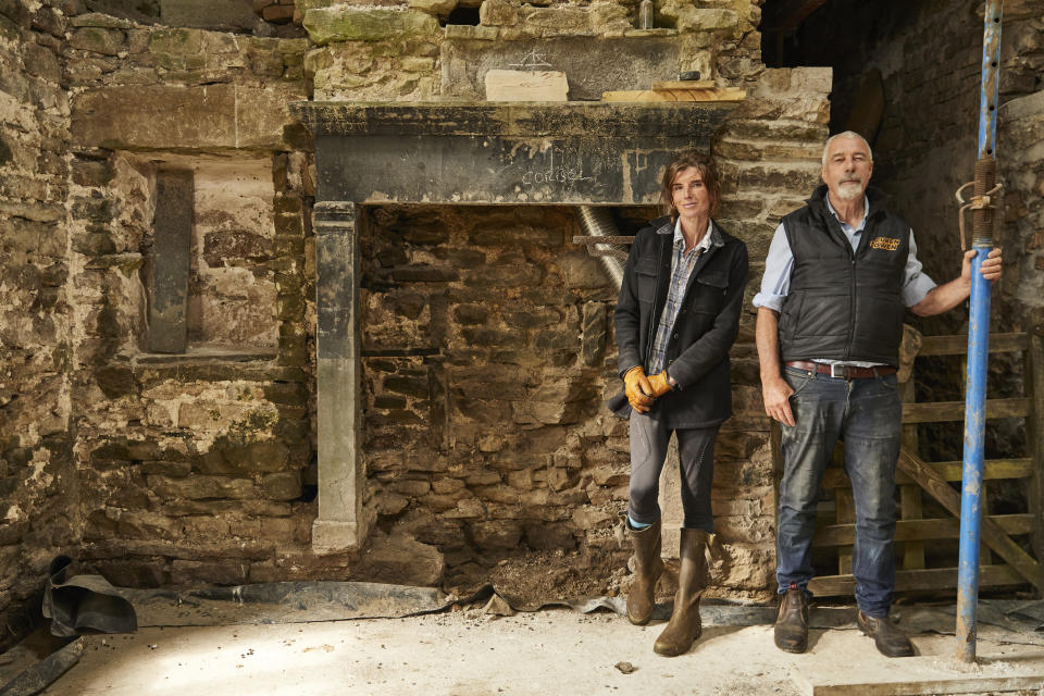 Amanda and Clive Owen Photographed at Anty Johns Farm, which is currently being restored.