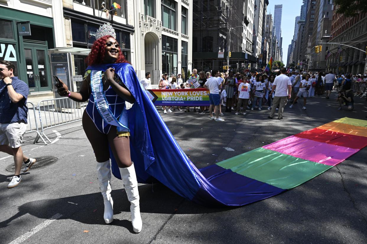 People participate in the New York City Pride Parade on June 26, 2022.