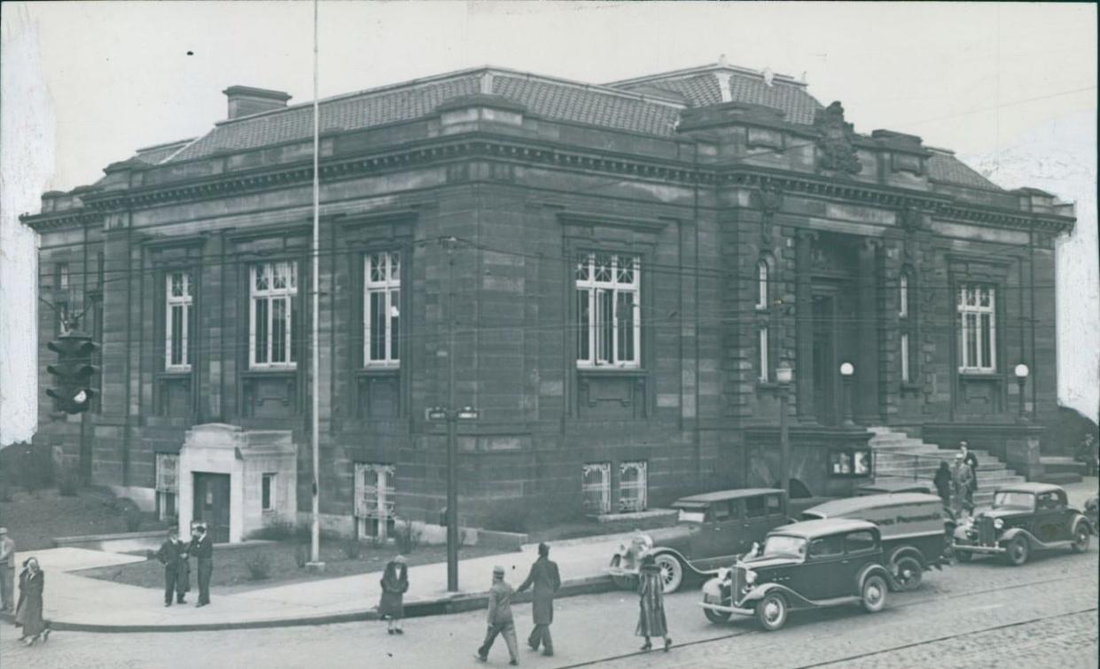 Industrialist Andrew Carnegie donated the money to build the Akron library at East Market and North High streets. This photograph is from 1933.