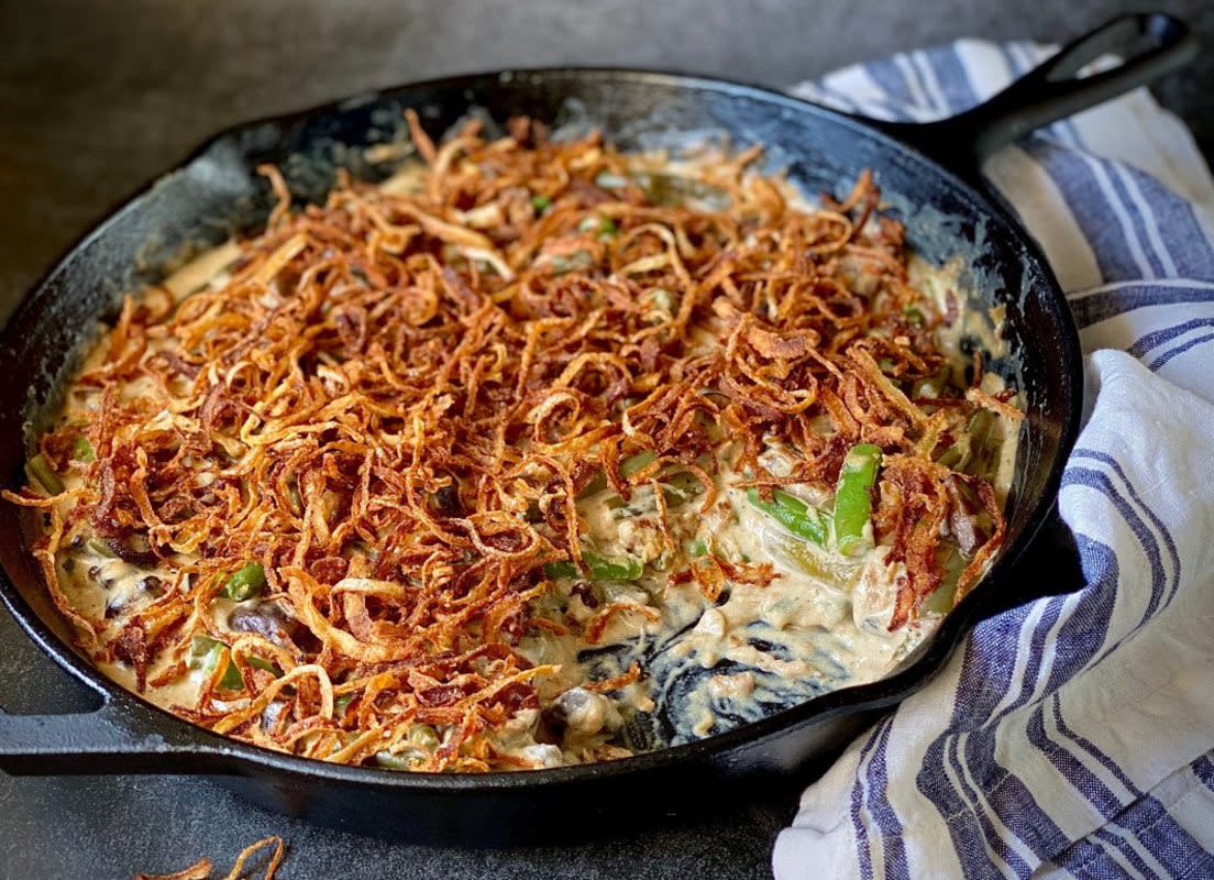 <p>AltonBrown.com</p><p>Everyone's favorite Thanksgiving side, but better, thanks to fresh (not canned green beans! <a href="https://parade.com/26763/altonbrown/best-ever-green-bean-casserole/" rel="nofollow noopener" target="_blank" data-ylk="slk:Get the recipe here.;elm:context_link;itc:0;sec:content-canvas" class="link rapid-noclick-resp">Get the recipe here.</a></p>