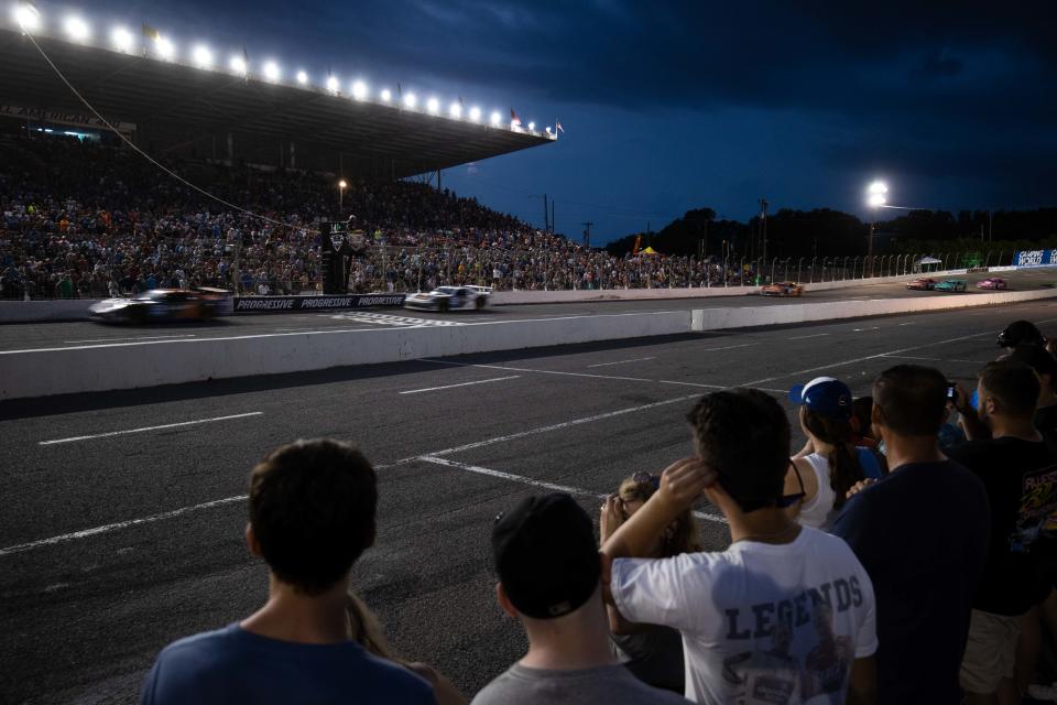 General view as fans watch the SRX race at Nashville Fairgrounds Speedway in Nashville, Tenn., Saturday, July 17, 2021.