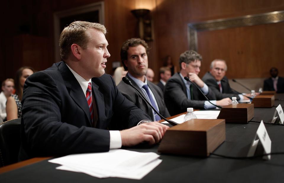 Chris Nowinski, shown testifying before the U.S. Senate, is co-founder and CEO of the Concussion Legacy Foundation.