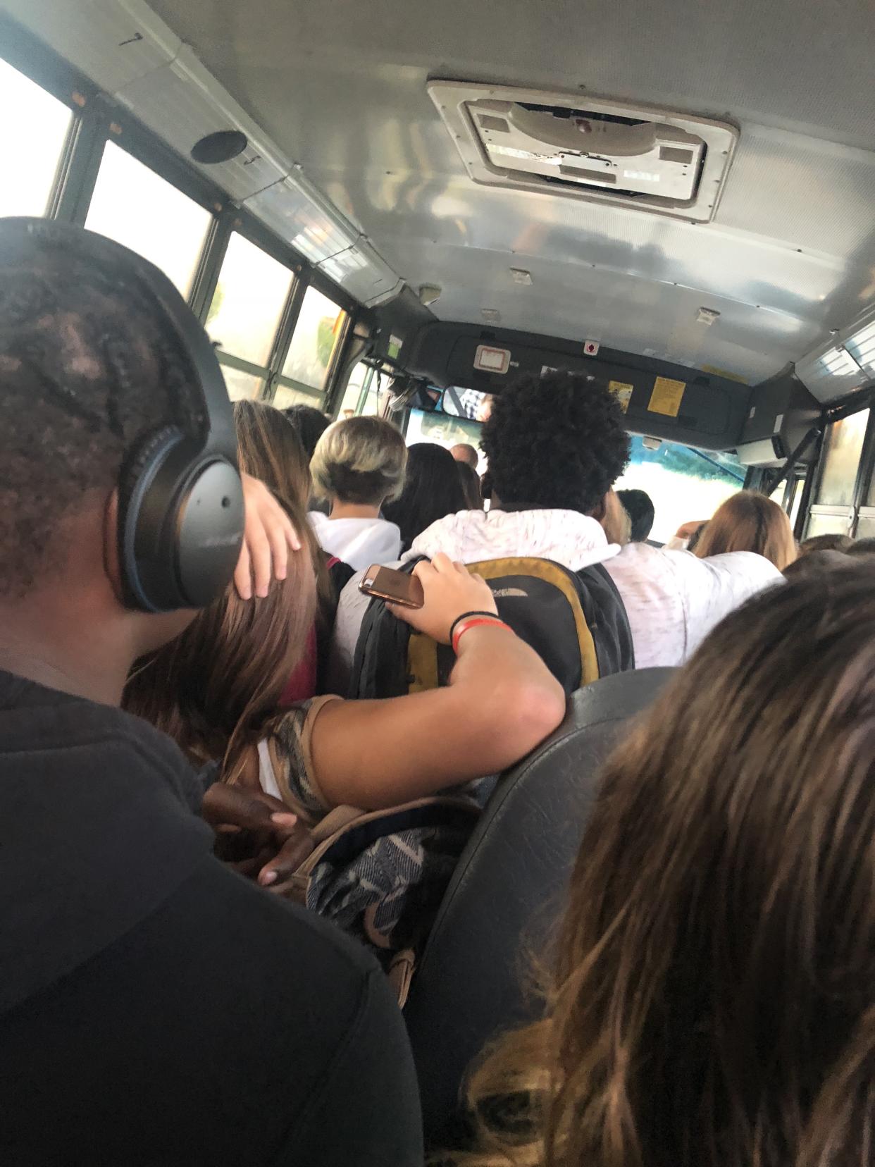 An overcrowded school bus is causing outrage in a Virginia community. (Photo: Courtesy of Jaime Hoben)