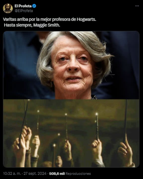 Los fans despidieron a Maggie Smith (Foto:  X @ElProfeta)