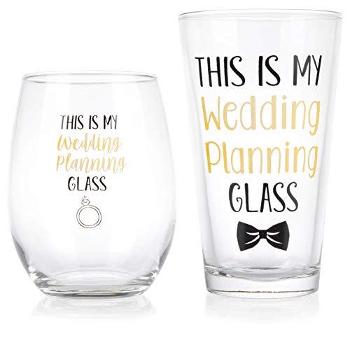 2) "This Is My Wedding Planning Glass" Set