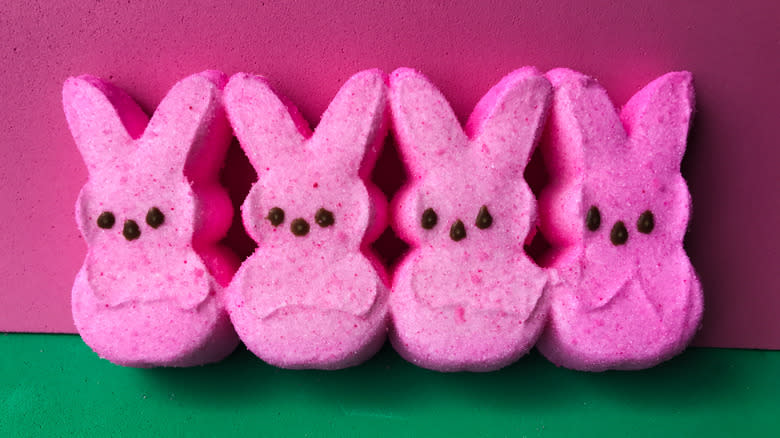 Four pink Peeps bunnies