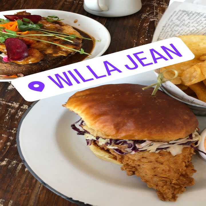 a fried chicken sandwich with coleslaw