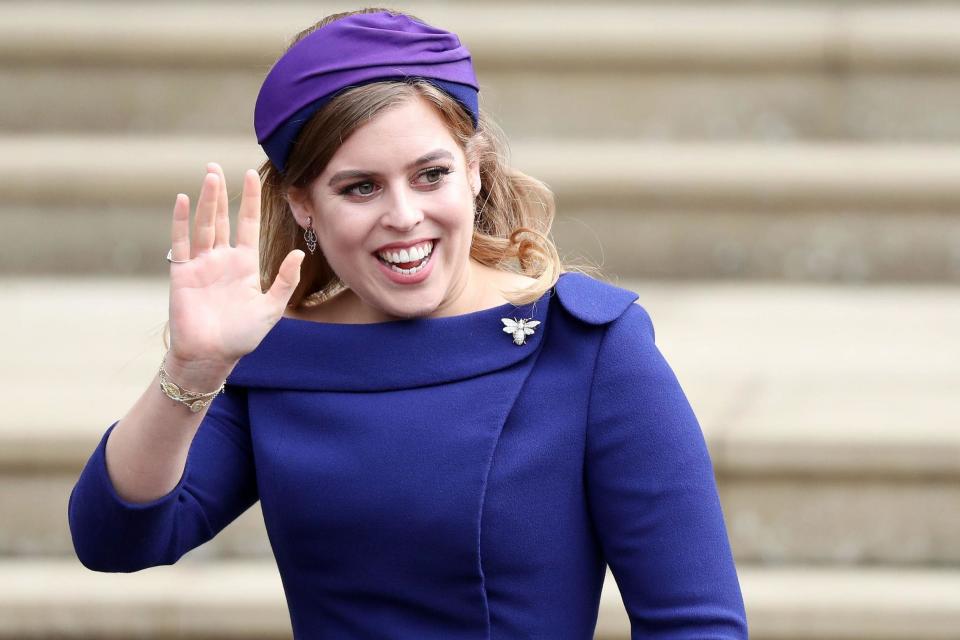 Princess Beatrice arriving for Princess Eugenie's wedding on October 12, 2018 (Getty Images)