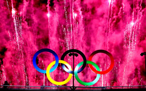 Fireworks behind the Olympic rings - Credit: Shutterstock