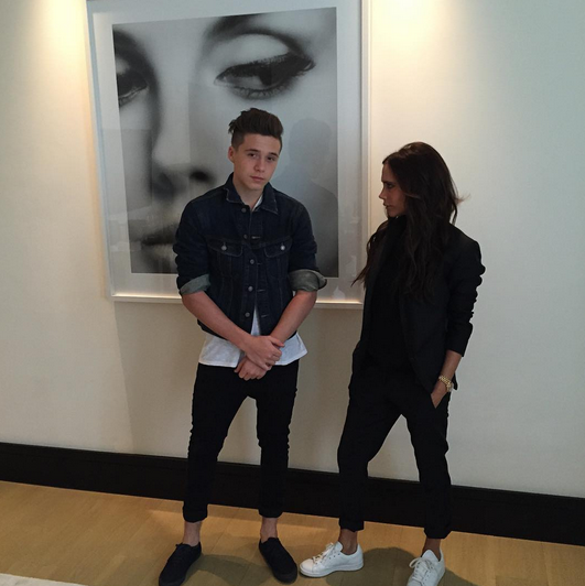 Brooklyn Beckham flew over to see his mum’s SS16 collection. [Photo: Instagram/Victoria Beckham]