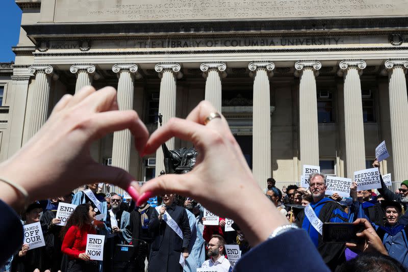 Protests continue at Columbia University in New York during the ongoing conflict between Israel and the Palestinian Islamist group Hamas