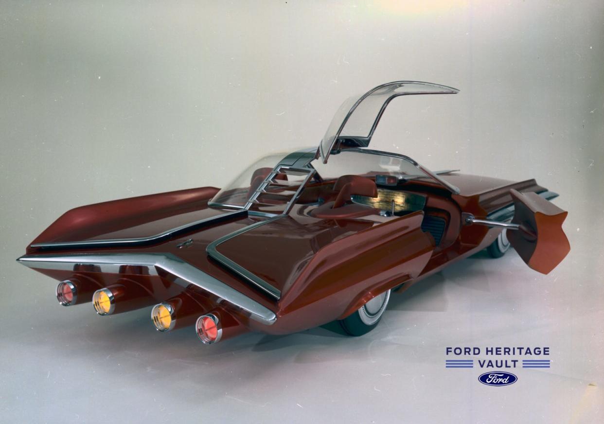 This 1962 Ford Seattle is among 100 concept car images that Ford Motor Co. just added to its online archive site. Images are now available to the public for free downloading.