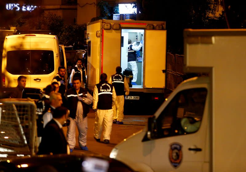 FILE PHOTO: Turkish police forensic experts arrive to the Saudi Arabia's consulate as a part of the Saudi journalist Khashoggi investigation, in Istanbul